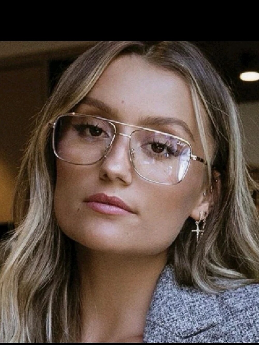 QUAY Poster Boy Mini Blue Light Glasses - Gold/Clear Aviator EUC